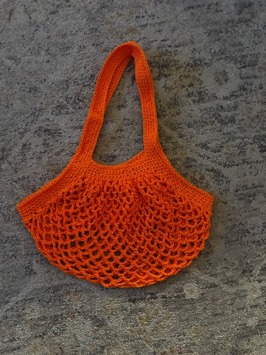 Handbags - Handmade Orange Crochet Market Tote Bag